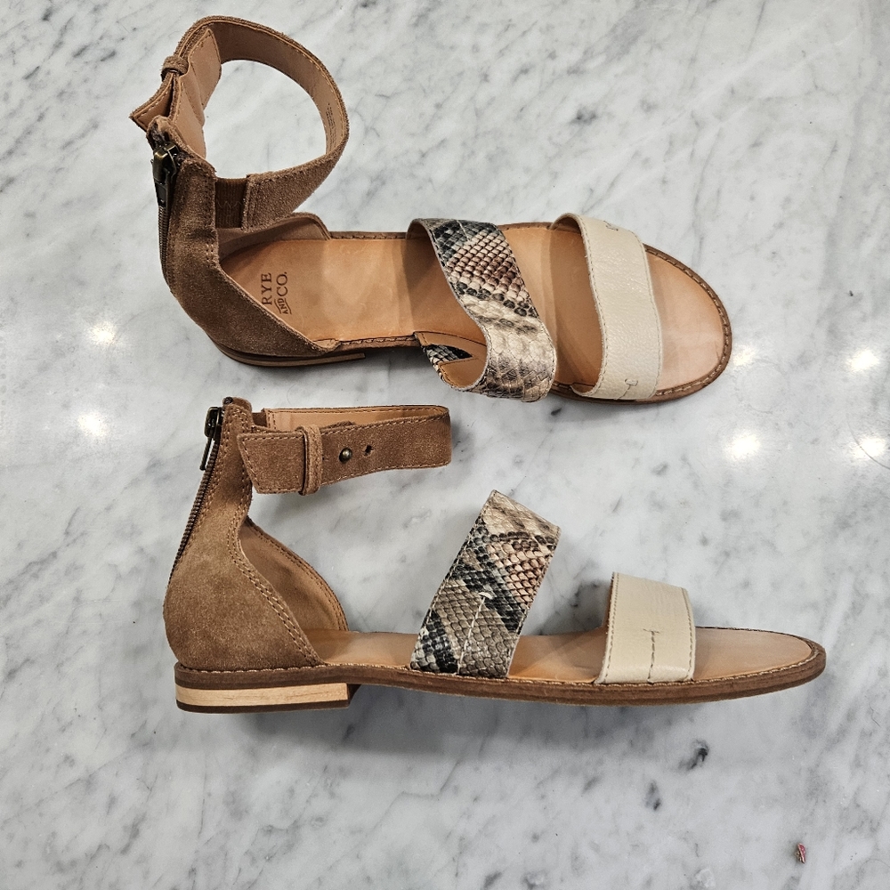 Frye and Co. Women's Evie 2 Band Sandal Flat - Snake Mulit Neutral - SZ 7.5 - Picture 9 of 15